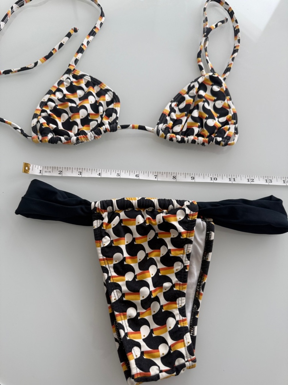 Kids Two-Piece Swim Bikini in Black, White & Yellow Pattern